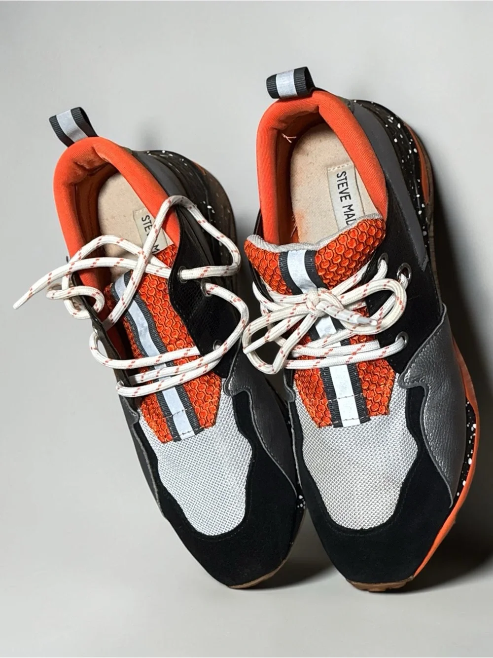 Steve Madden Black Orange Gray Mixed-Material Chukka Boots